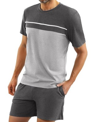 Herren Schlafanzug Set kurz Sommer Freizeitkleidung kurzarm