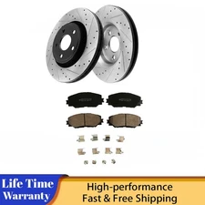 Front Drilled Rotors Brakes Pads For 2009 - 2019 Toyota Corolla Matrix Vibe xD 
