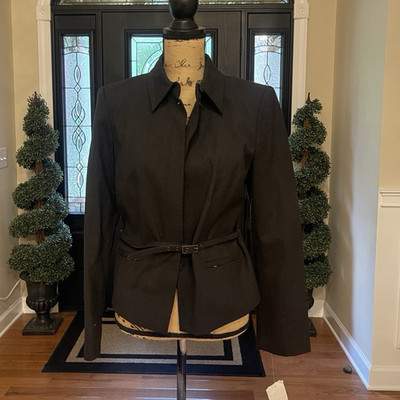 Calvin Klein Women s Charcoal Belted Fitted Classic Blazer Suit Jacket  8 NWT