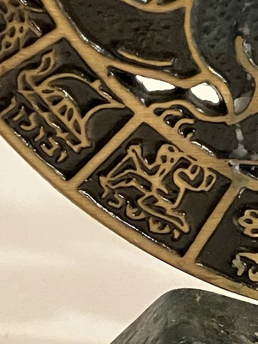 Vtg Israel Dayagi Brass & Verdigris Enamel Menorah Lion Of Judah 12 Tribes 1937 - Picture 4 of 12