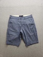 Abercrombie & Fitch Men Chino Shorts 28 Blue Low Rise Stretch Flat Front Comfort