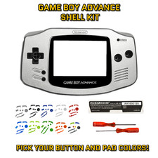 GBA Nintendo Game Boy Advance SILVER Replacement Housing SHELL BUTTONS 