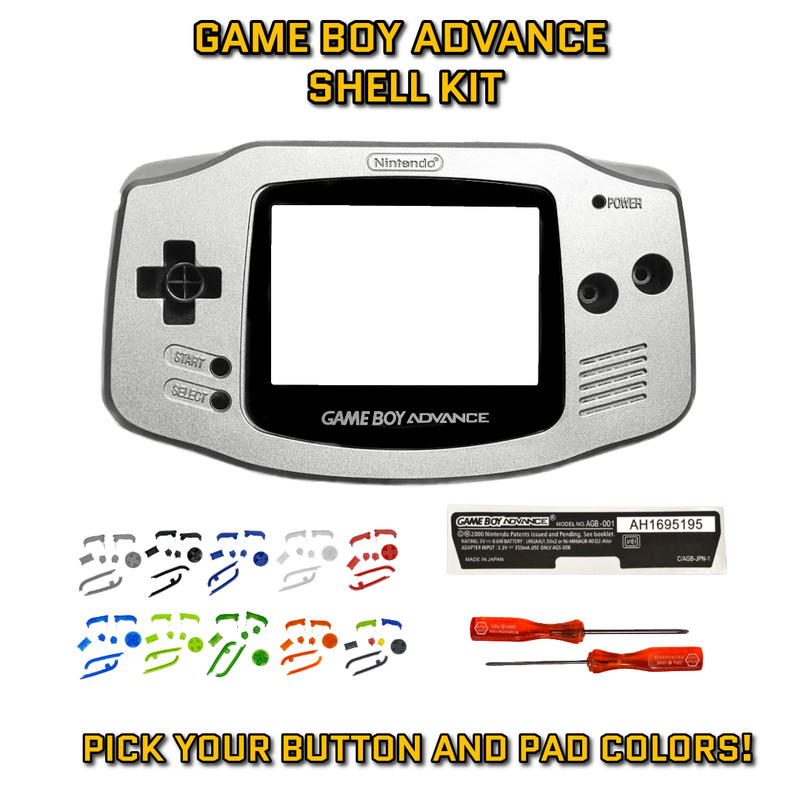 GBA Nintendo Game Boy Advance SILVER Replacement Housing SHELL BUTTONS!