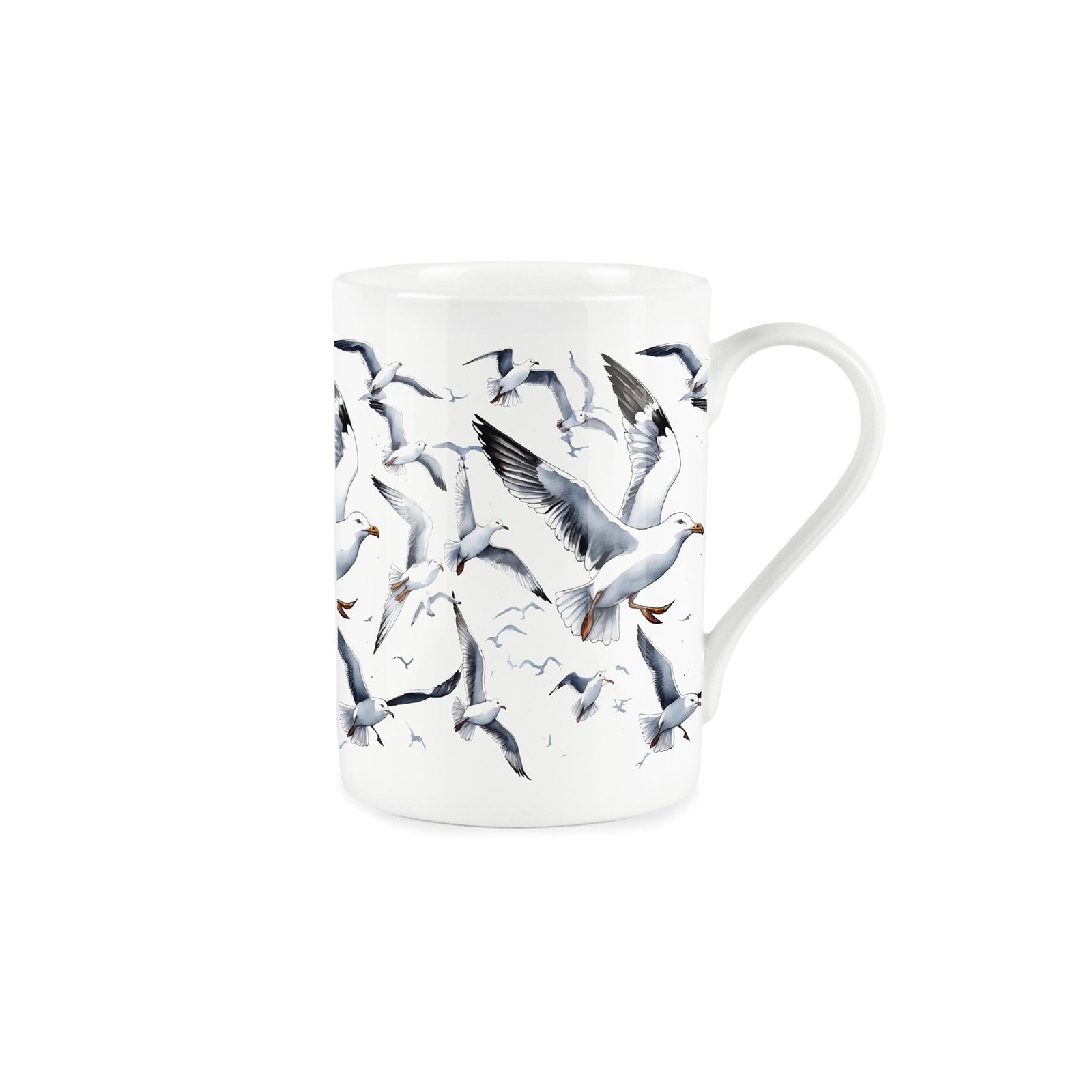 Seagull Coastal Mug - Bird Print Seaside Gift/Present - Bone China Cup