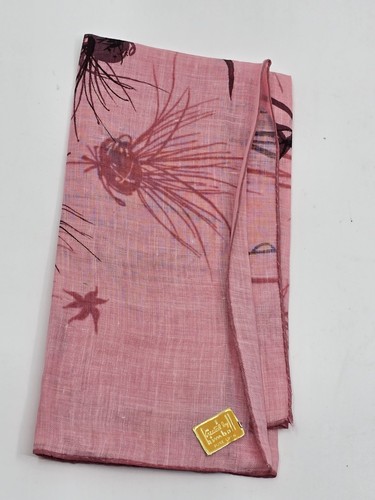 Pink Thistle Jeanne Miller Design Kimball Hankie Handkerchief Linen Kimball 15" - Picture 5 of 6