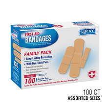 Lucky Super Soft Adhesive Bandages 100 Ct Assorted Sterile Non-Stick Beige