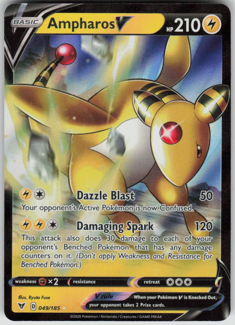 Pokemon Ampharos V Holo Ultra Rare SWSH04: Vivid Voltage 049/185 NM