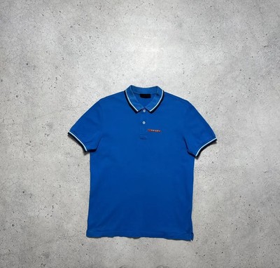 Prada Red Tab Blue Luxury Polo Shirt Vintage
