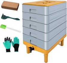 Gray 5-Tray Worm Composter 100L Vermicomposting Bin Starter Kit
