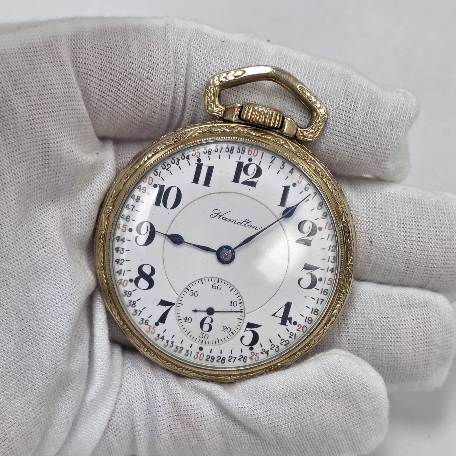 1917 Hamilton 992 Montgomery Dial 16S 21 Jewels Pocket Watch Railroad 10k RGP