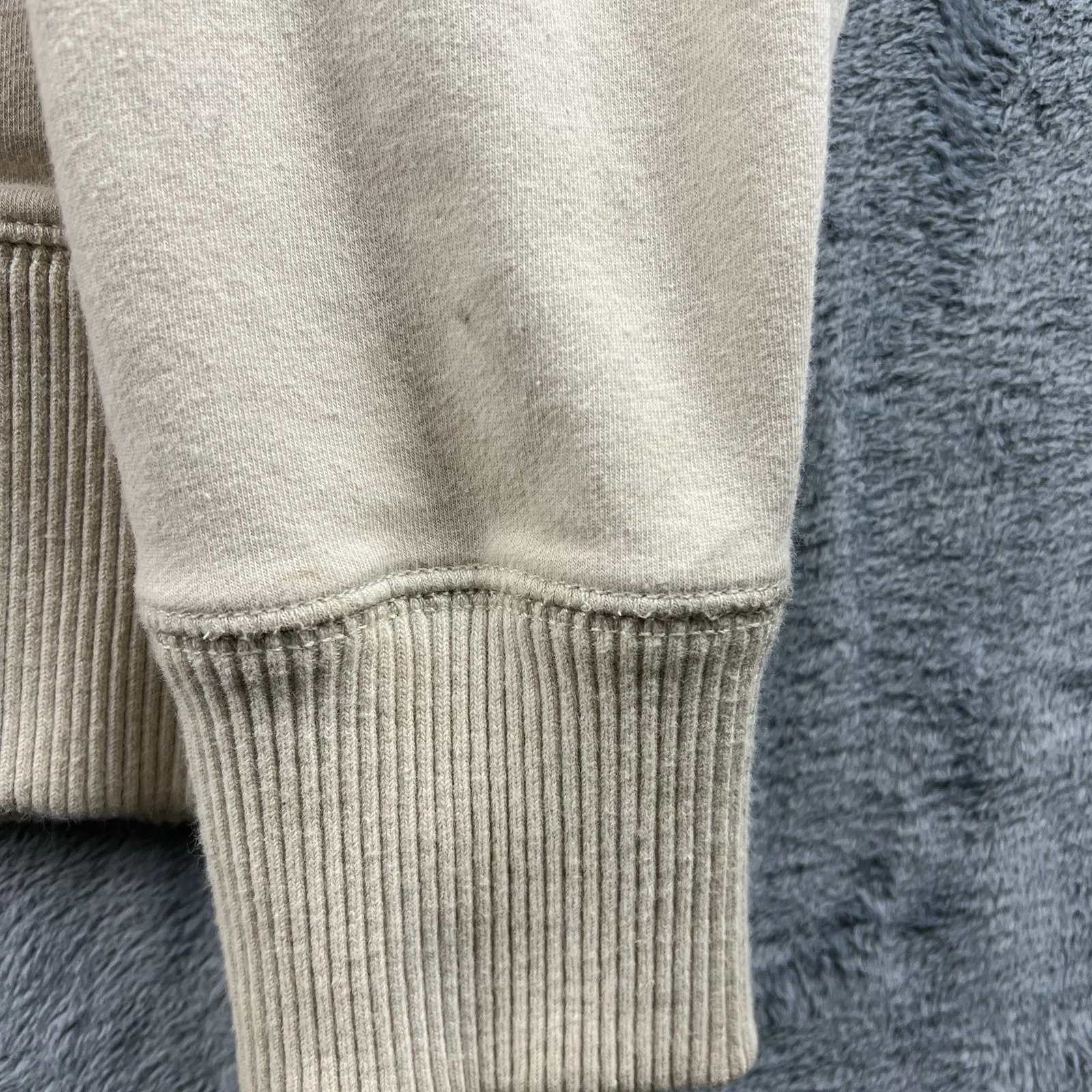 OFF WHITE Felpa foderata in pile Eddie Bauer con cappuccio panna beige ricamata accogliente taglia XL