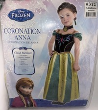 Disney Frozen Coronation Anna Child Costume Size Medium 8-10 Dress Choker Comb