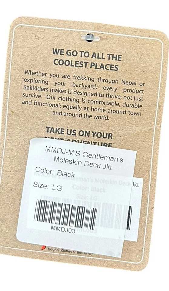 Rail Riders Men's Moleskin Deck Jacket NEW Black Size Large $250 RETAIL - Image 4 of 4