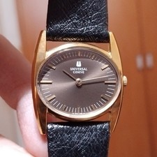 RARE Universal Geneve Batwing Brown Dial Gold Plated Men Watch 542608 / NO STRAP