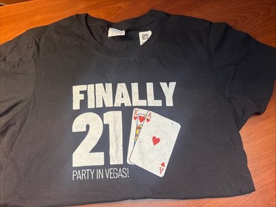 NEW 21st Birthday Shirt Size Small Finally 21 Party in Vegas Black Shirt