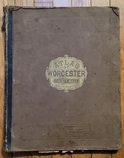 1870 Beers Worcester County Atlas Massachusetts Maps Colored Antique MA Mass