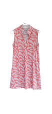 Duffield Lane Leland Gal Golf Dress Medium Coral White Fern Print Sleeveless Qua