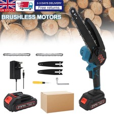 6" Cordless Chainsaw Brushless Electric Handheld Saw with Battery & Charger