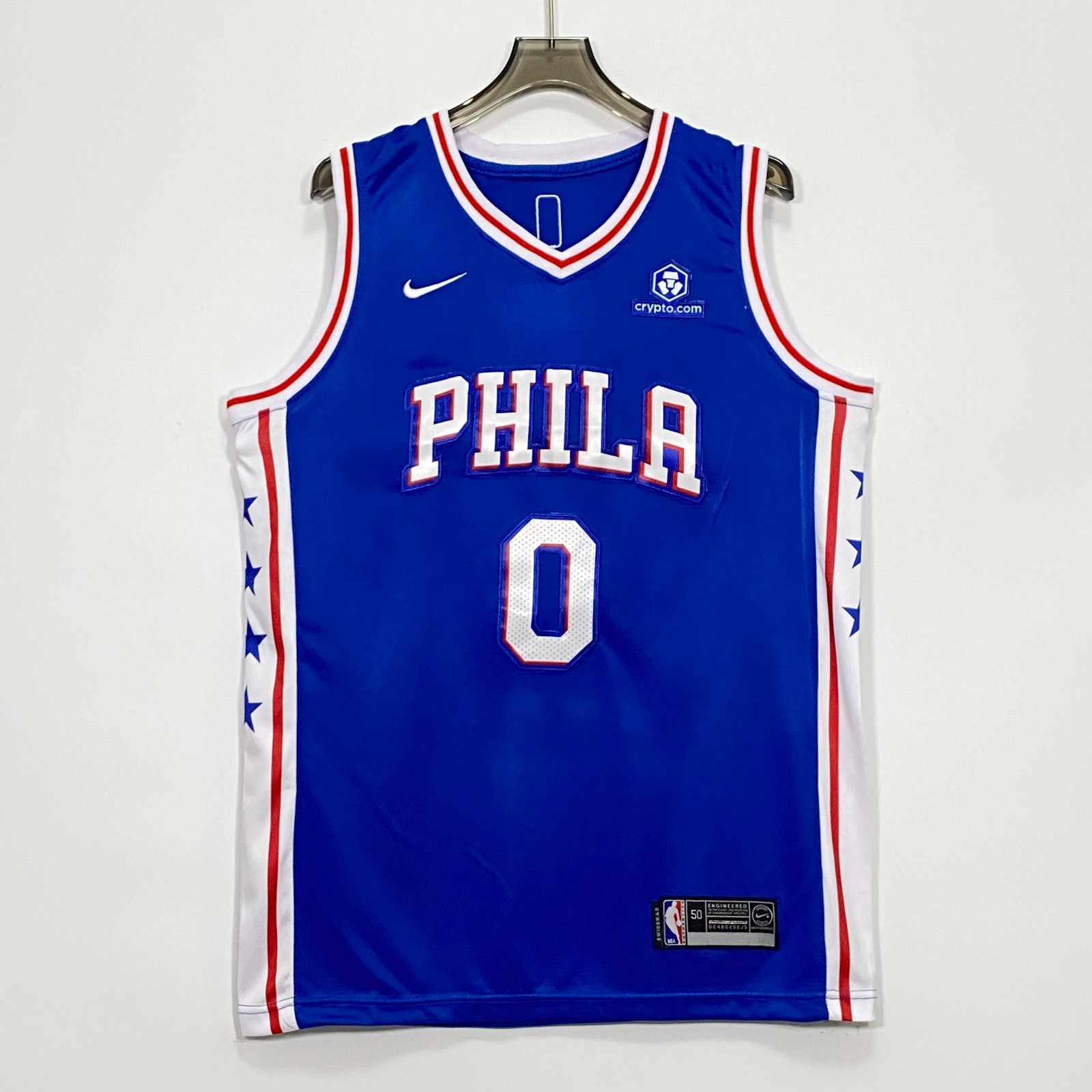 Tyrese Maxey #0 Sewned Men's Jersey ,Blue Size：S-2XL