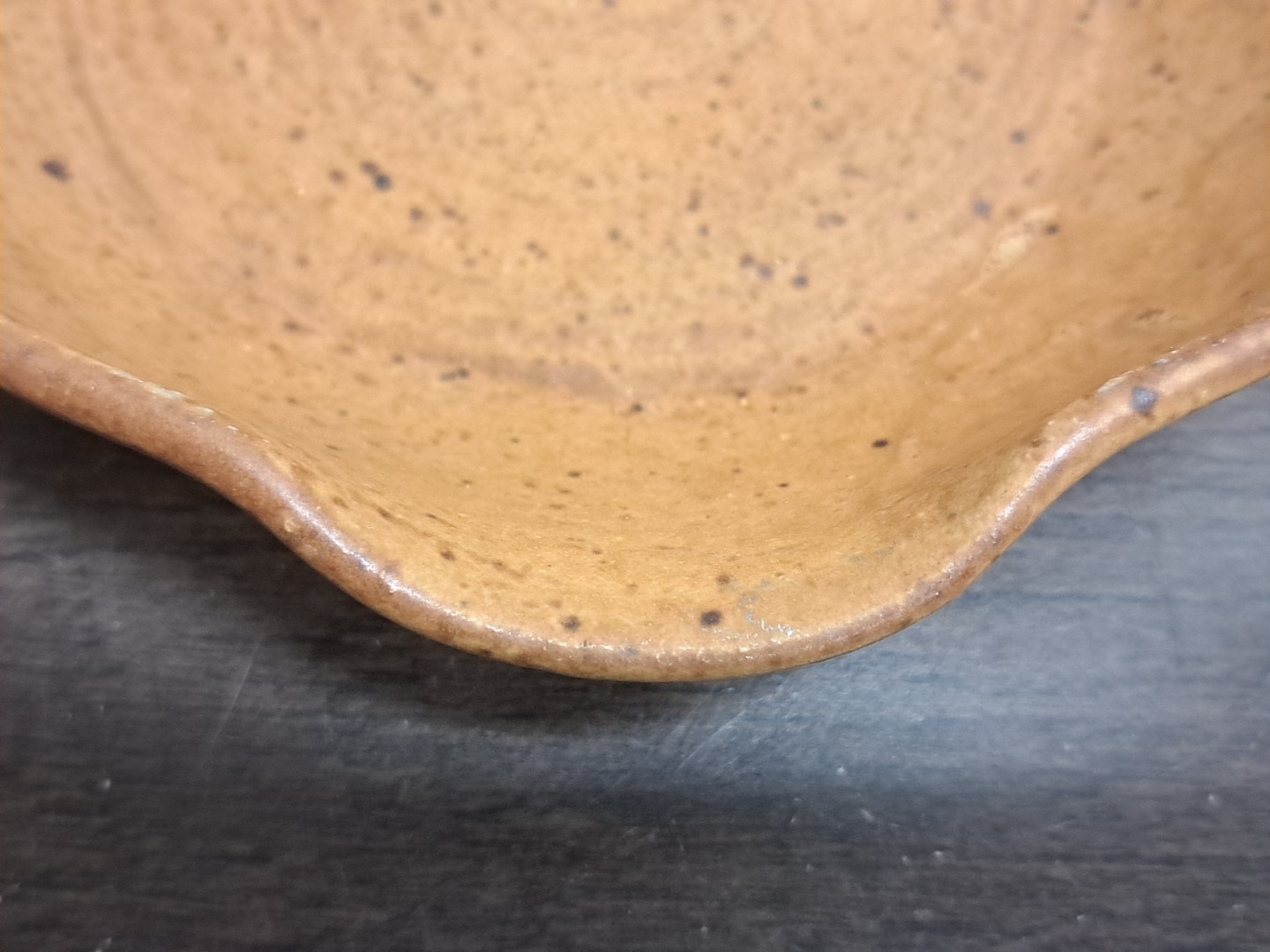 VTG FLAMEWARE Natural Brown Clay Frying Pan Teracotta Pottery With Pour Spout 6"