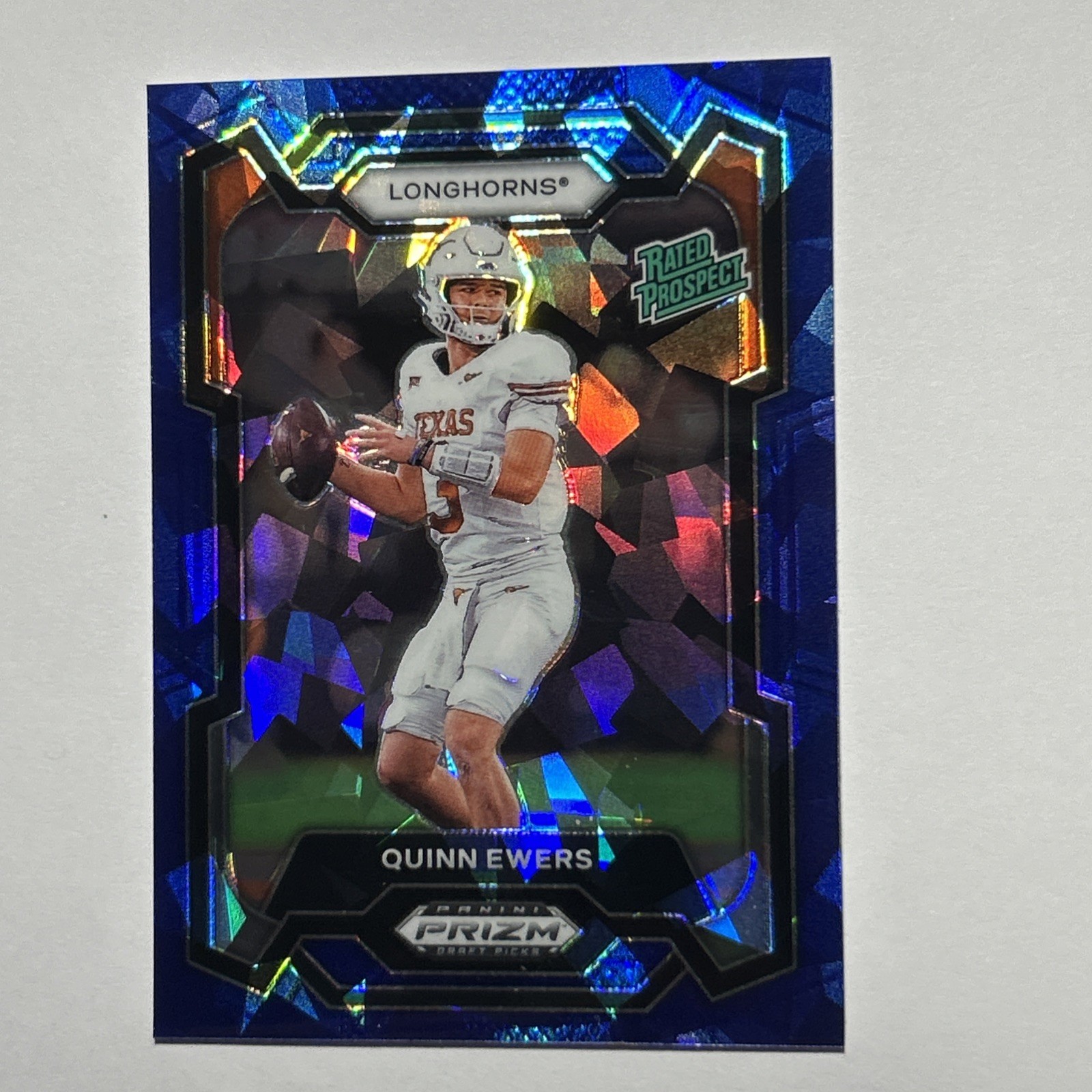 2024 Panini Prizm Draft Picks - Rated Prospect Quinn Ewers #191 Blue Ice /99