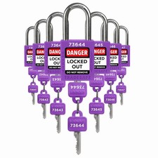 Lockout Tagout Locks Set - 7 Purple Loto Locks, Lockout Locks Keyed Different