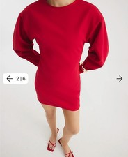 River Island Womens Red Long Puff Sleeve mini dress - brand new UK 8 small