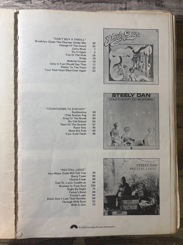 LIBRO DE CANCIONES S STEELY DAN Completo a AJA 1978 Piano Guitarra Letras Partituras Pestañas Foto 3 de 4