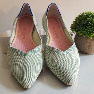 Rothys The Point Toe Women Ballet Flat Slide Shoe Mint Green W 7.5 US 38 EU 5 UK
