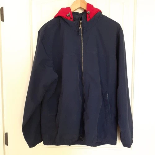 Lands' End Men's Zip Up Nylon Jacket with Mesh Lining & Hood Blue Size L (42-44) video thumbnail