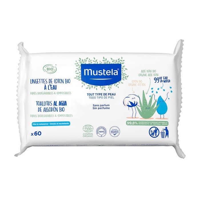 MustelaMustela Organic Cotton Water Wipes 60U