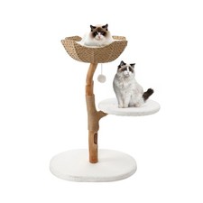 Modern Cat Tree Wood Tower for Indoor Tall Condo Cat Climbing