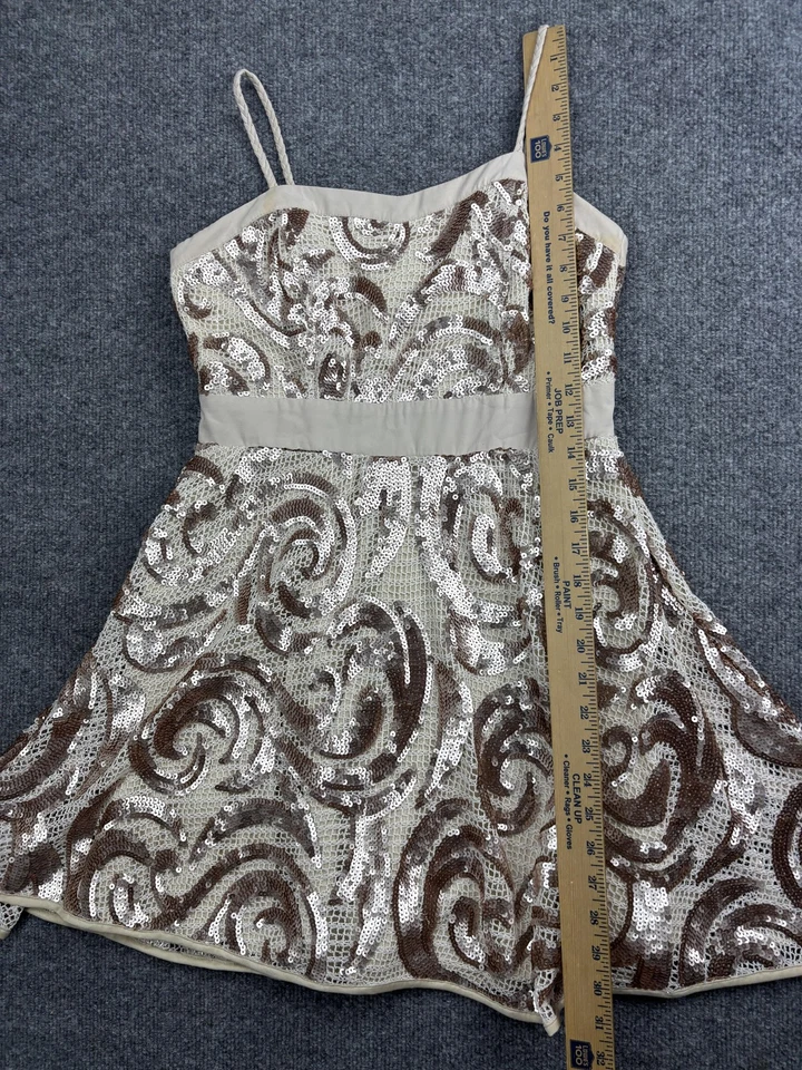 Voom by Joy Han Dress Womens Small Champagne Sequin Cocktail Made USA D-3293 - Image 4 of 4