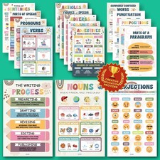 Boho Parts Of Speech Posters For Classroom Decor - 16 English Grammar Posters...
