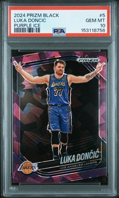 Luka Doncic 2024 Panini Prizm Black #5 Purple Ice PSA 10
