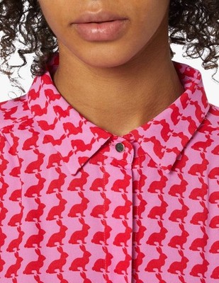 iBlues by Max Mara Rossana Viscose Blouse Rabbit Print Pink (size M*)