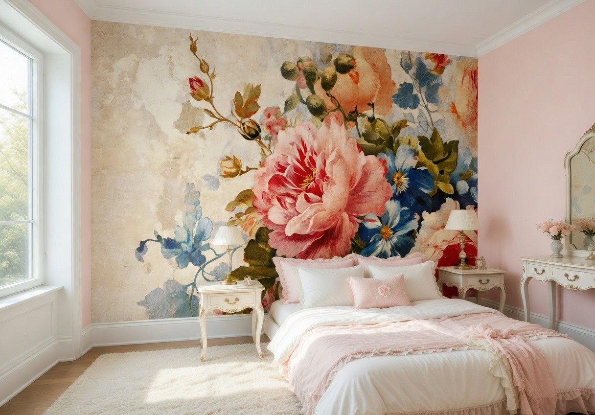 Floral Theme wallpaper wall mural 312x219 cm Flowers Bedroom Dinning Room decor