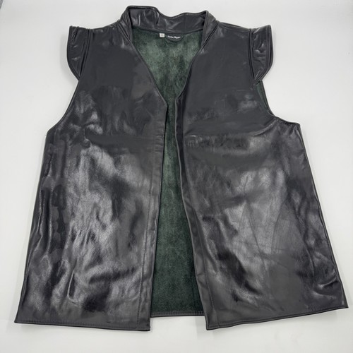 Leather Mystics Vest Mens XL Black Medieval Ren Faire Cap Shoulder Made in USA