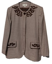 JOHN MEYER OF NORWICH 1960 vintage brown houndstooth button up lined Jacket 18