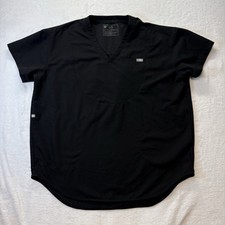 FIGS Technical Collection Scrub Top Men s XXL Black V-Neck Short Sleeve Medical