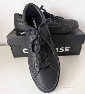 Converse One Star Ox Triple schwarz Leder Low-Top Turnschuhe 163110C Herren Gr UK 9