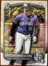 2025 Bowman Chrome 1st Alessander De La Cruz Wave Refractor /100 & Base Lot