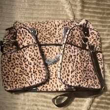 Leopard Animal Print Satchel Top Handle Bag for Women, Brown Black Tan