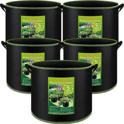 5-Pack 10 Gallon Grow Bags Aeration Fabric Pots Plant or Fruits Flowers Plant