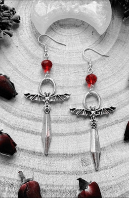 Ankh des Schutzes Ohrringe Vampir Fledermaus Ankh Ohrringe Gothic Schmuck Alt 