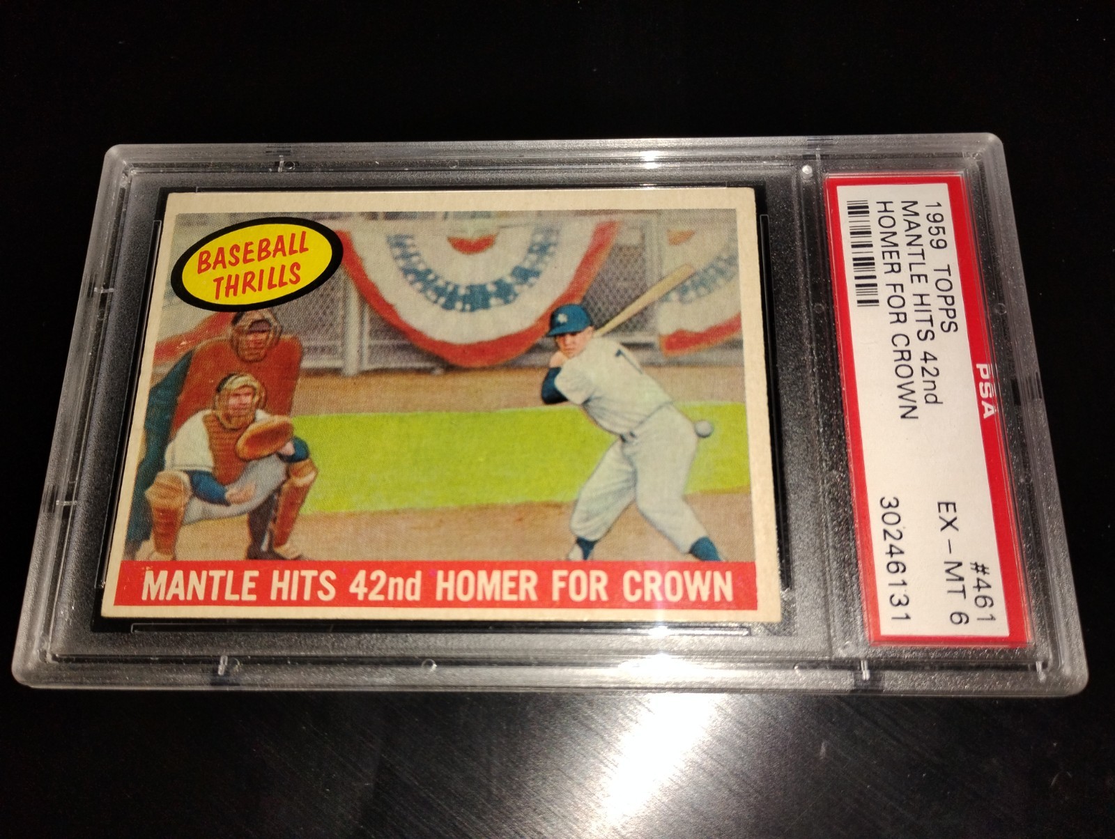 1959 Topps Mickey #461 Mickey Mantle 42nd Homer Crown💎PSA 6 (EX-Mint)