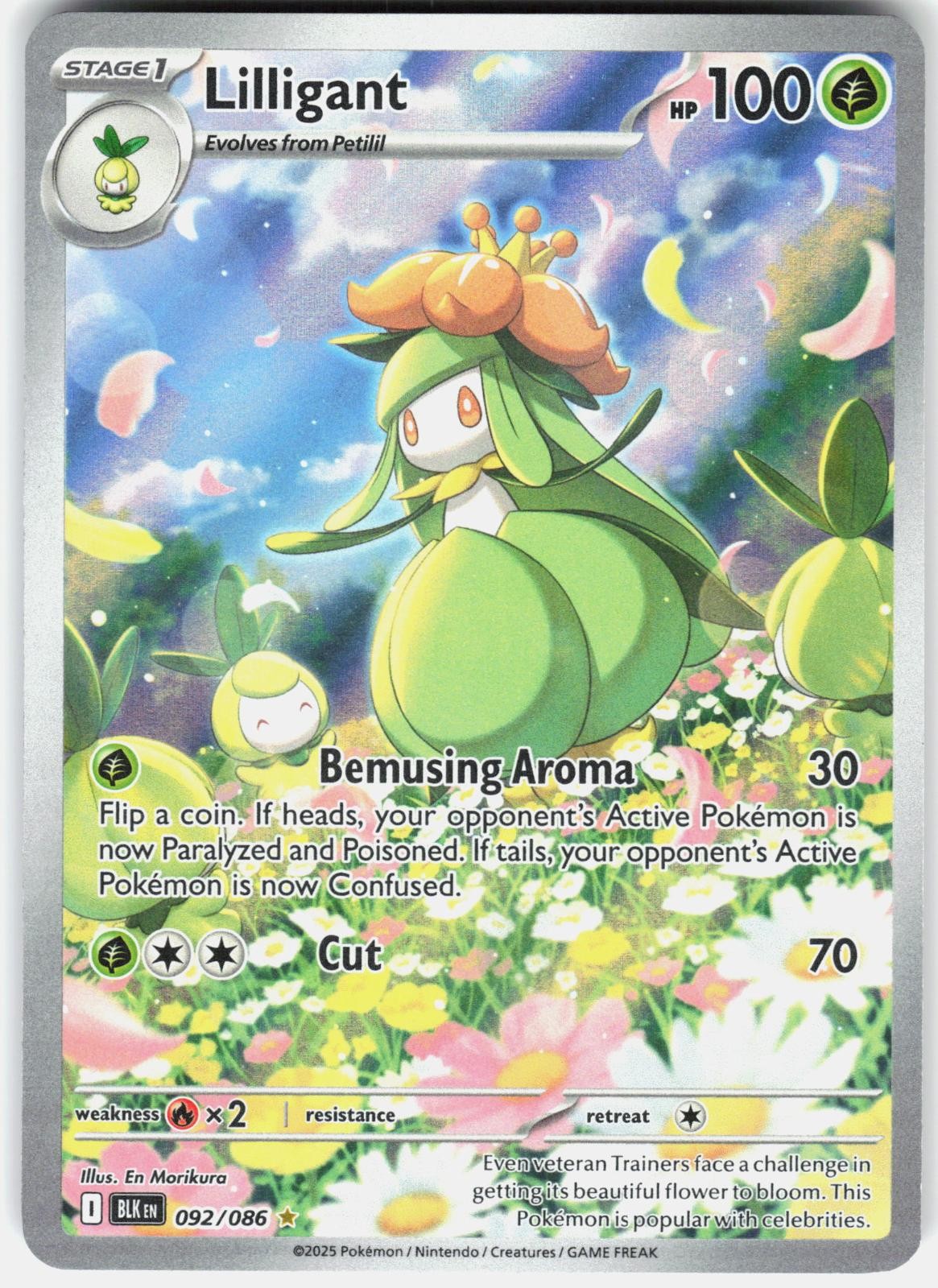 Pokemon Lilligant 092/086 Holo Illustration Rare Black Bolt Pokemon Near Mint