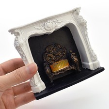 Camino Miniatura 1:12 Vintage Camino Casa delle Bambole Elettrico Fiamma LED Mobili Camera-