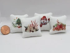 Dollhouse Miniature Winter & Christmas Holiday Throw Pillow - 4 Designs