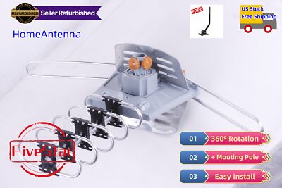 Amplified HDTV Outdoor Antenna 360 Rotation Digital HD 1080P 4K w Mount